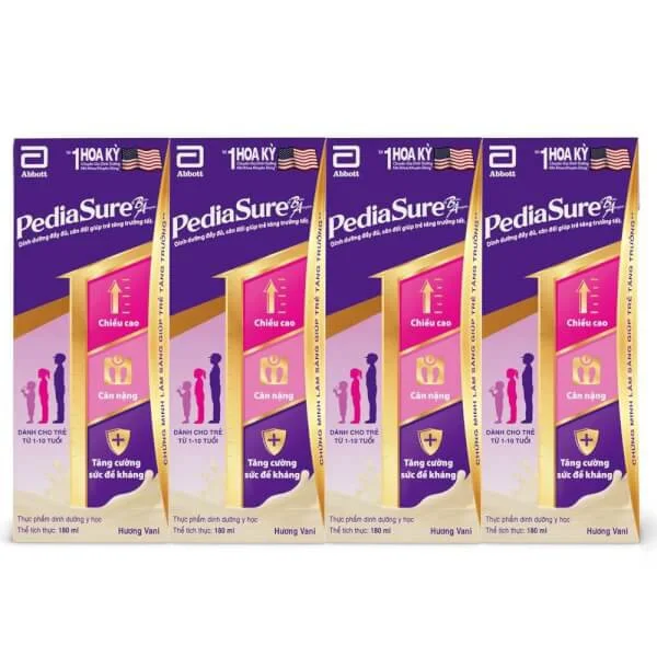 Lốc 4 hộp sữa dinh dưỡng Pediasure vani 10+ 180ml