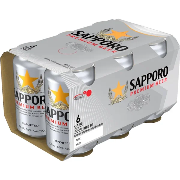 Bia Sapporo Premium 6 lon x 330ml