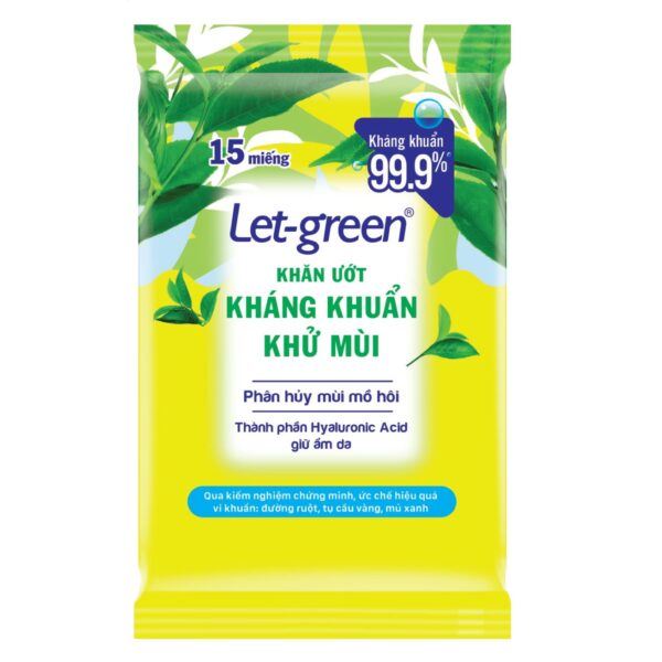 Khăn ướt kháng khuẩn khử mùi Let Green 15 miếng
