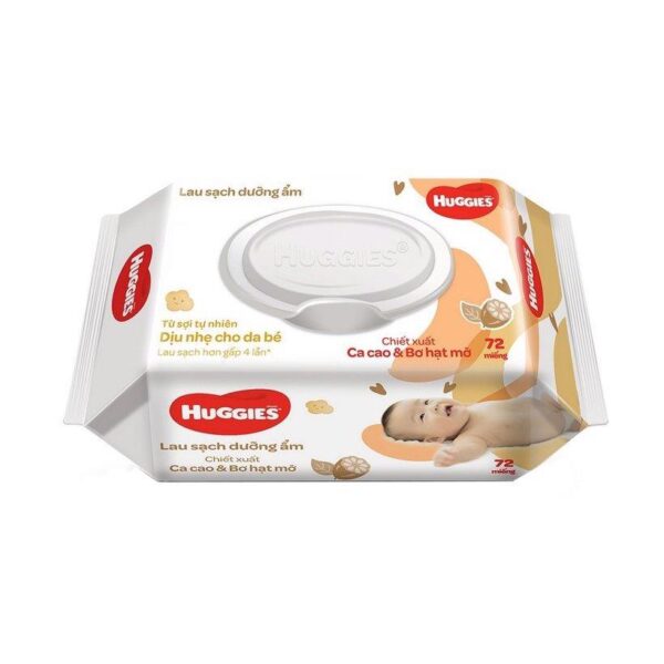 Khăn ướt Huggié bơ cacao và hạt mỡ 72 tờ