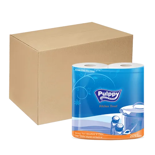 Thùng khăn giấy bếp Pulppy 20 cuộn (10 gói x 2 cuộn)